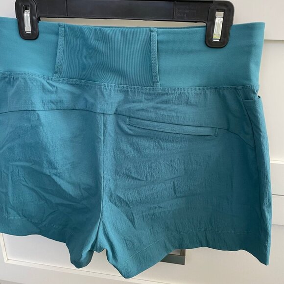 Athleta Trekkie North Athletic Pull On Nylon Spandex Shorts Teal Green Sz 6 NWOT - Picture 5 of 7